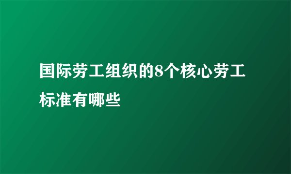 国际劳工组织的8个核心劳工标准有哪些