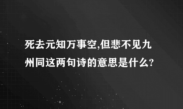 死去元知万事空,但悲不见九州同这两句诗的意思是什么?