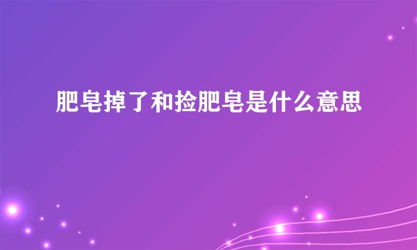 肥皂掉了和捡肥皂是什么意思