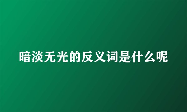 暗淡无光的反义词是什么呢