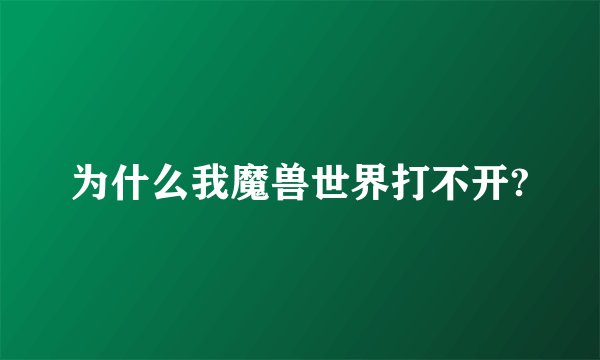 为什么我魔兽世界打不开?