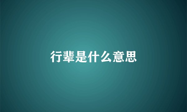 行辈是什么意思
