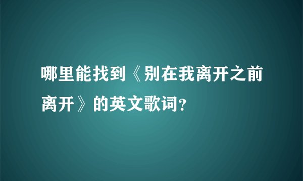 哪里能找到《别在我离开之前离开》的英文歌词？