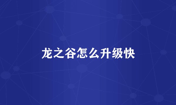 龙之谷怎么升级快