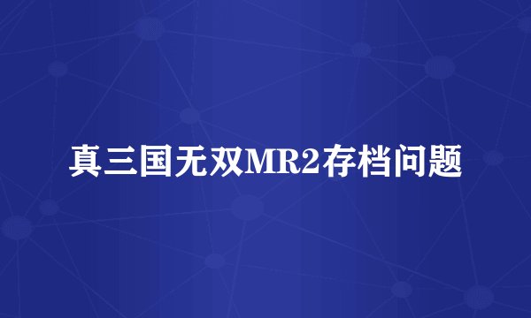 真三国无双MR2存档问题