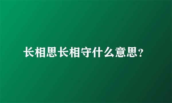 长相思长相守什么意思？