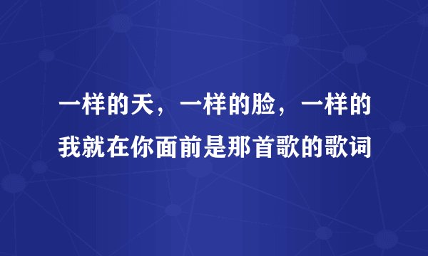 一样的天，一样的脸，一样的我就在你面前是那首歌的歌词