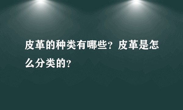 皮革的种类有哪些？皮革是怎么分类的？