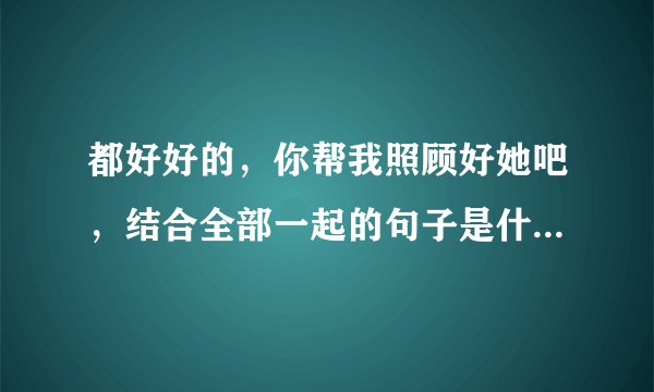 都好好的，你帮我照顾好她吧，结合全部一起的句子是什么意思？