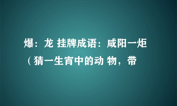 爆：龙 挂牌成语：咸阳一炬（猜一生宵中的动 物，带