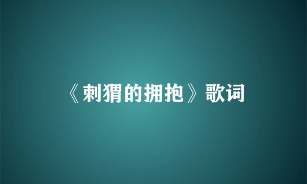 《刺猬的拥抱》歌词