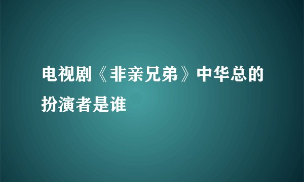 电视剧《非亲兄弟》中华总的扮演者是谁