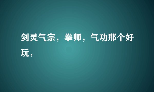 剑灵气宗，拳师，气功那个好玩，