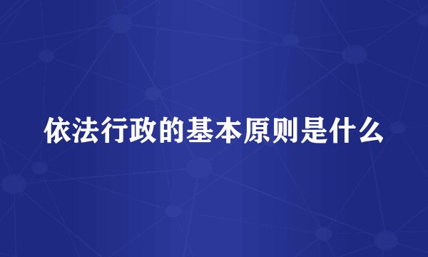 依法行政的基本原则是什么