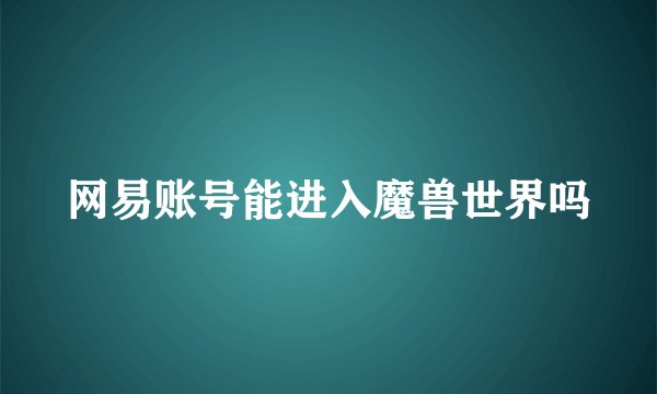网易账号能进入魔兽世界吗