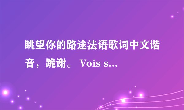 眺望你的路途法语歌词中文谐音，跪谢。 Vois sur ton chemin （眺望你的路途）