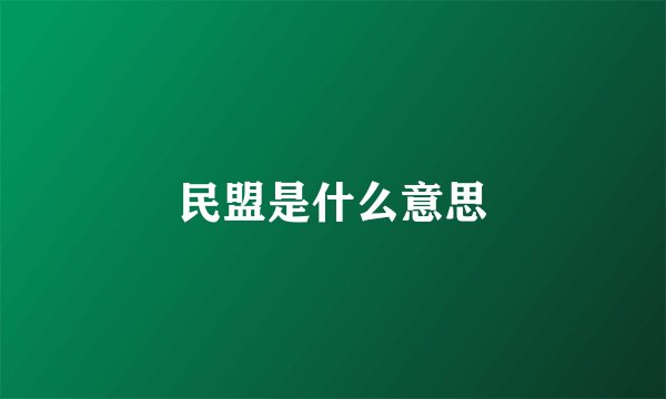 民盟是什么意思