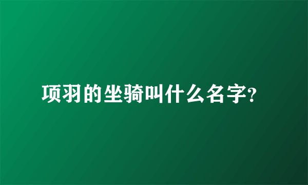 项羽的坐骑叫什么名字？