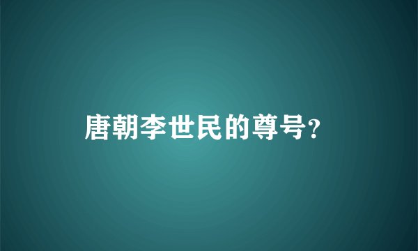唐朝李世民的尊号？