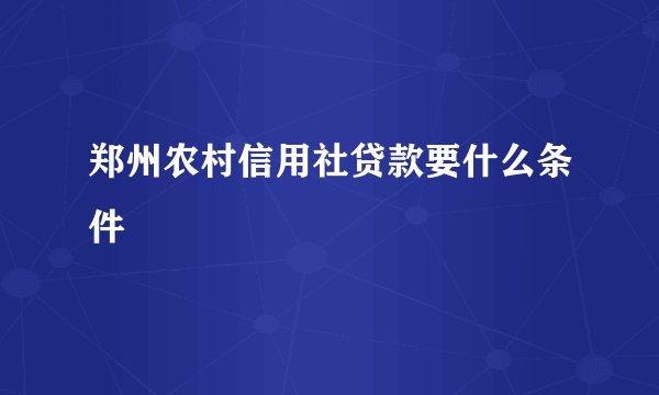 郑州农村信用社贷款要什么条件