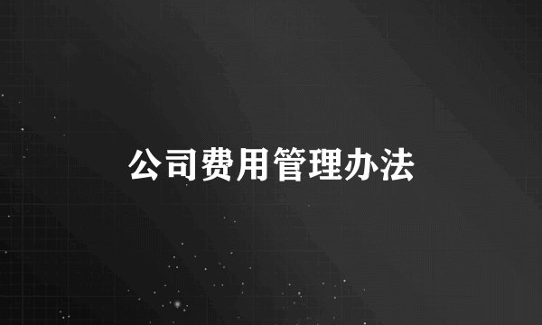 公司费用管理办法
