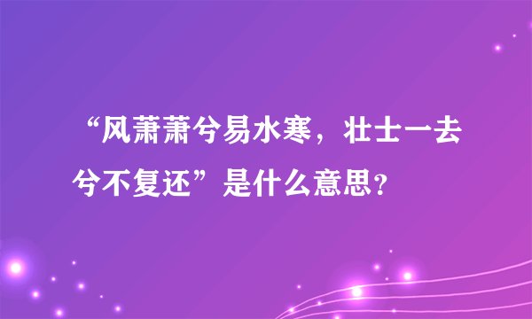 “风萧萧兮易水寒，壮士一去兮不复还”是什么意思？