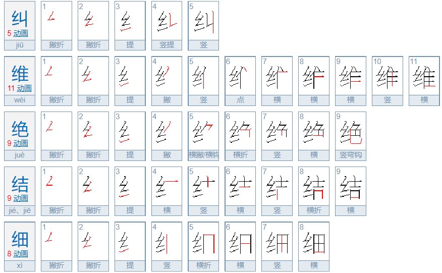 纟字旁的所有字是什么？