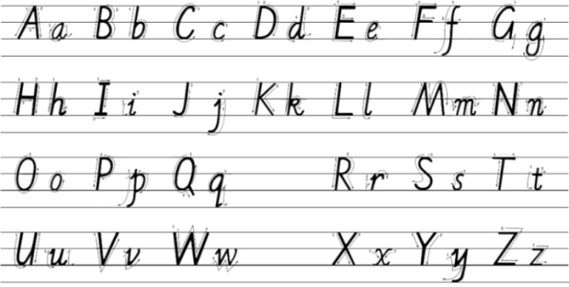 26个英文字母大小写在四线格的正确写法