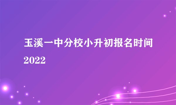 玉溪一中分校小升初报名时间2022