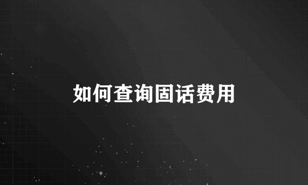 如何查询固话费用