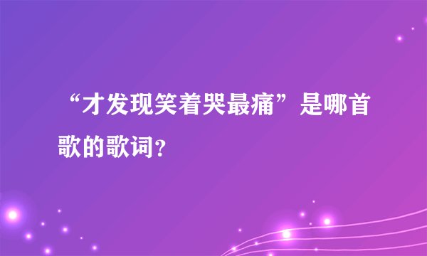 “才发现笑着哭最痛”是哪首歌的歌词？
