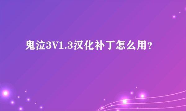 鬼泣3V1.3汉化补丁怎么用？