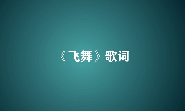 《飞舞》歌词