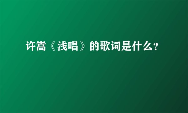 许嵩《浅唱》的歌词是什么？