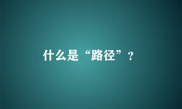什么是“路径”？