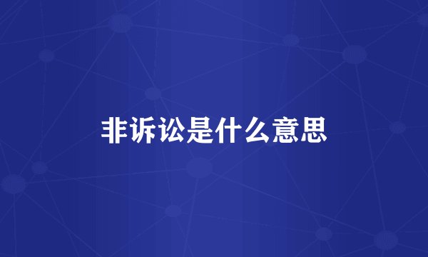 非诉讼是什么意思