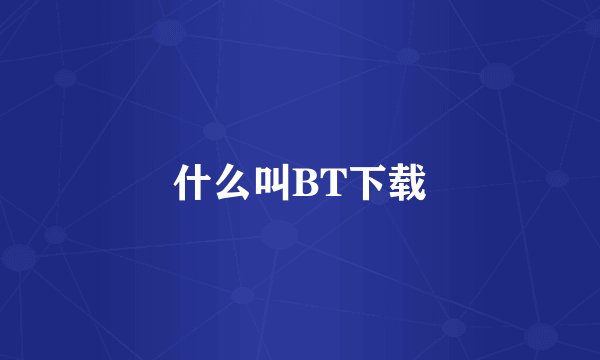 什么叫BT下载