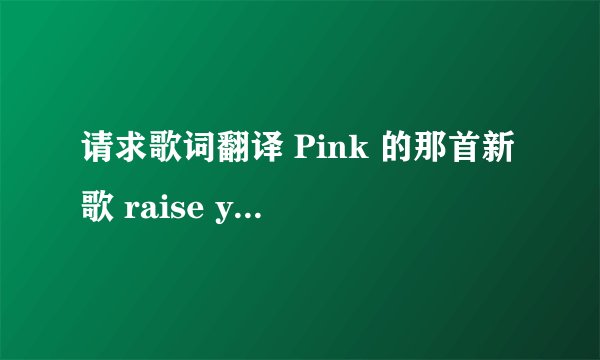 请求歌词翻译 Pink 的那首新歌 raise your glass歌词加注解，谢谢有能力的翻译者了