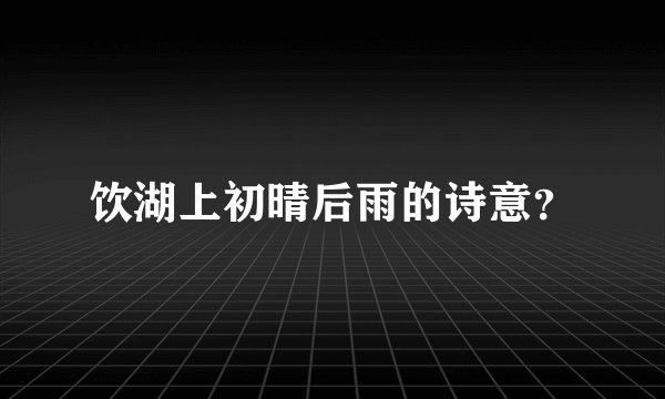 饮湖上初晴后雨的诗意？