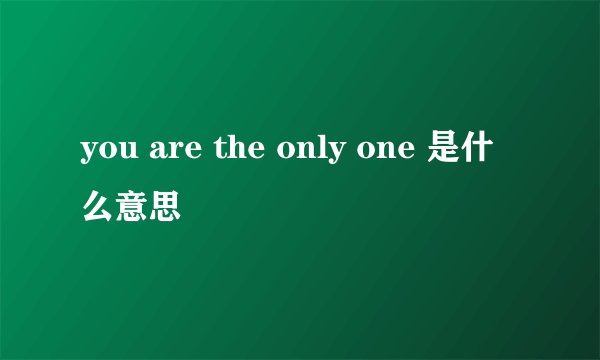you are the only one 是什么意思