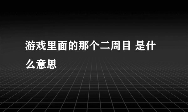 游戏里面的那个二周目 是什么意思