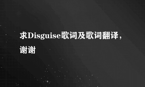 求Disguise歌词及歌词翻译，谢谢