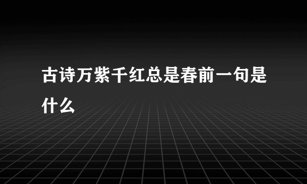 古诗万紫千红总是春前一句是什么