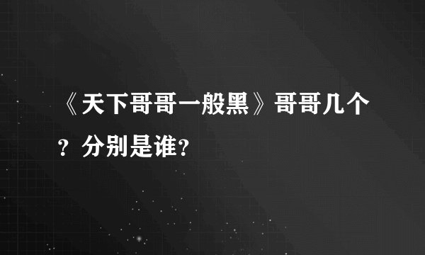《天下哥哥一般黑》哥哥几个？分别是谁？