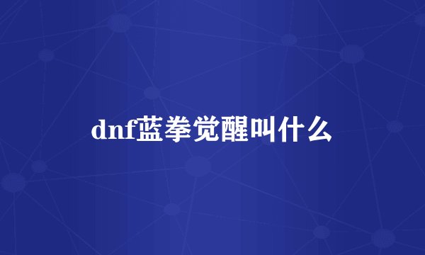 dnf蓝拳觉醒叫什么