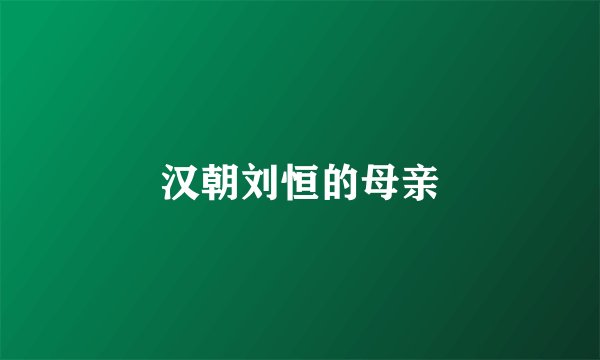 汉朝刘恒的母亲