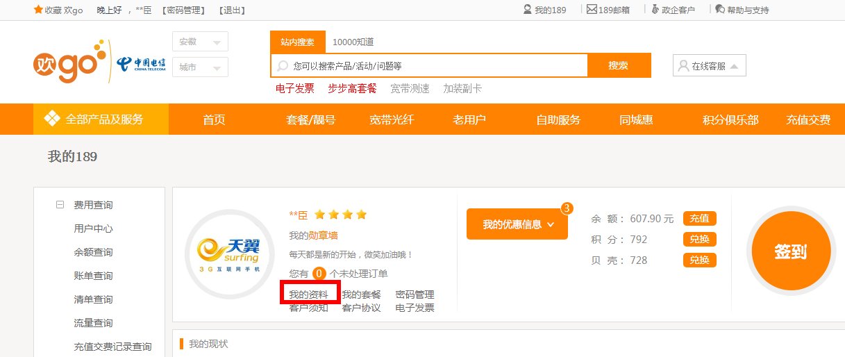 电信网上营业厅可以查询入网时间吗？