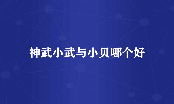 神武小武与小贝哪个好
