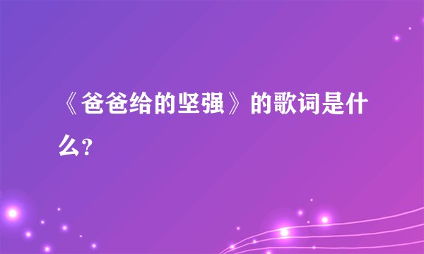《爸爸给的坚强》的歌词是什么？