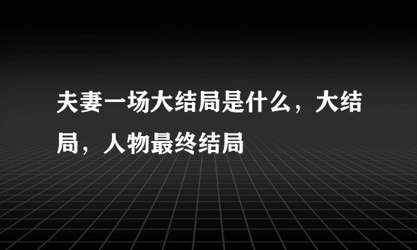 夫妻一场大结局是什么，大结局，人物最终结局